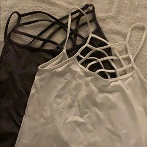 Strappy Tees set,  (2) one dark gray, one white